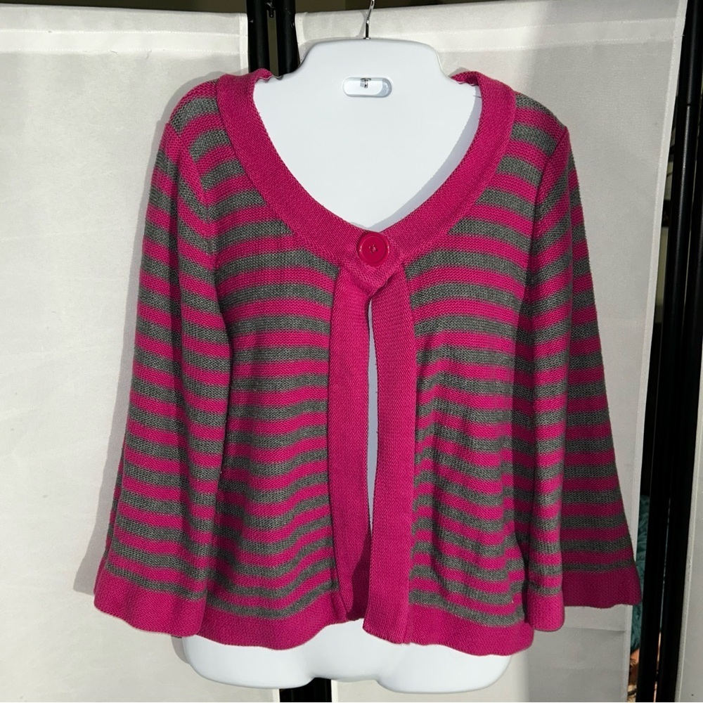 Croft & Barrow Pink and Gray Cardigan Sweater size XLarge